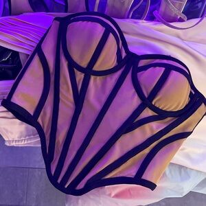 Elegant Black and Tan Crop Top